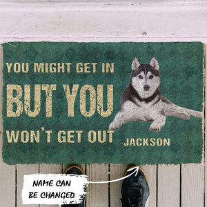 3D You Might Get In But You Wont Get Out Siberian Huskies Dog Doormat