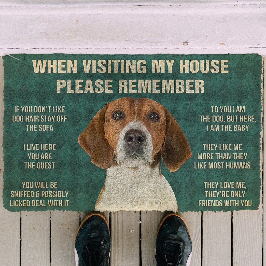 3D Please Remember English Foxhound Dogs House Rules Doormat