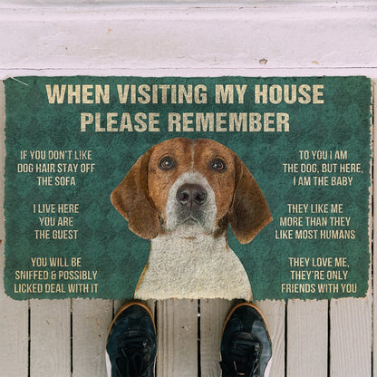 3D Please Remember English Foxhound Dogs House Rules Doormat