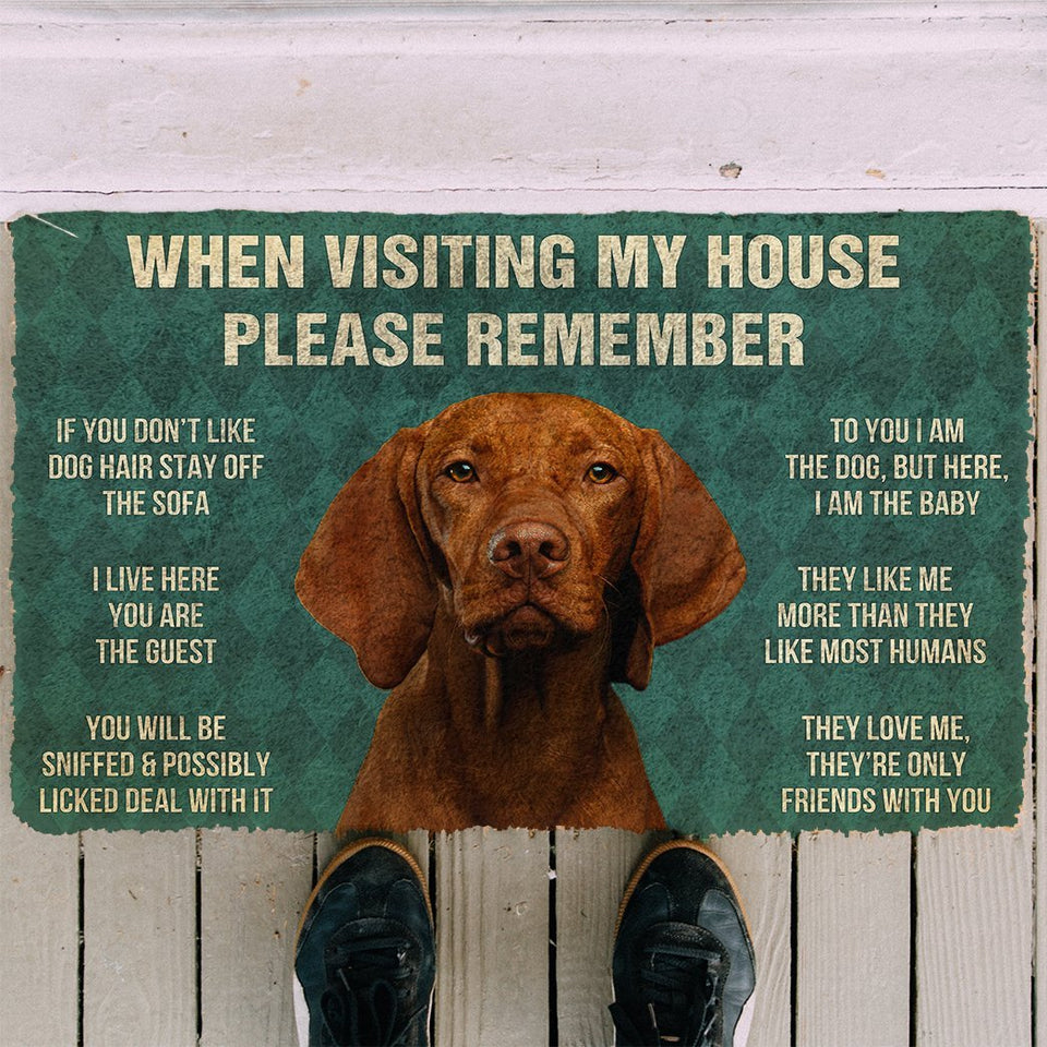 3D Please Remember Vizsla House Rules Custom Doormat