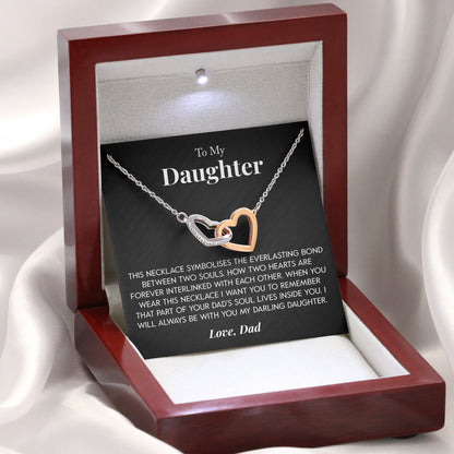Interlocking Hearts Necklace- To My Daughter Everlasting Bond Cowgirl In Your Heart Together Forever Gift For Birthday, Christmas