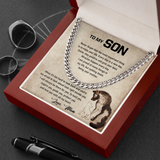 To My Son -Never forget that the most important thing is to enjoy your life - I Will Always Be There For You Love, Mom Wolf Cuban Link Chain Necklace LX341A