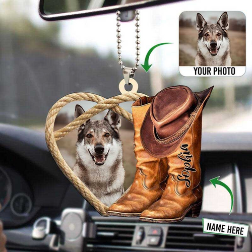 Custom Photo Cowboy Boots Car Ornament - Two Sided Ornament