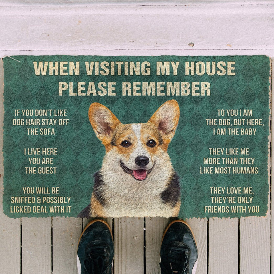 3D Please Remember Corgi Dog's House Rules Doormat