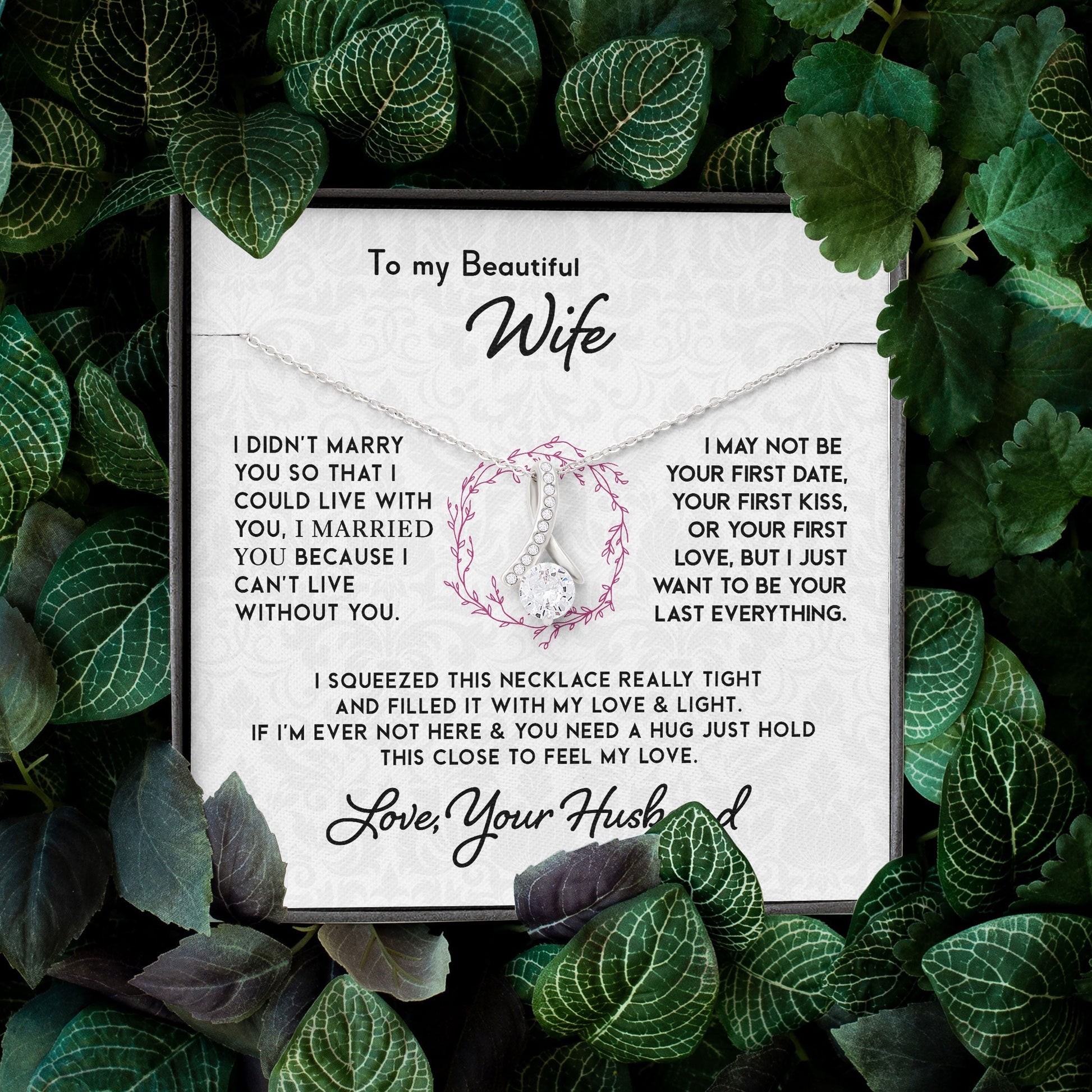 Necklace for My Beautiful Wife - To My Beautiful Wife I Can't Live Without You Alluring Beauty Necklace XL051F