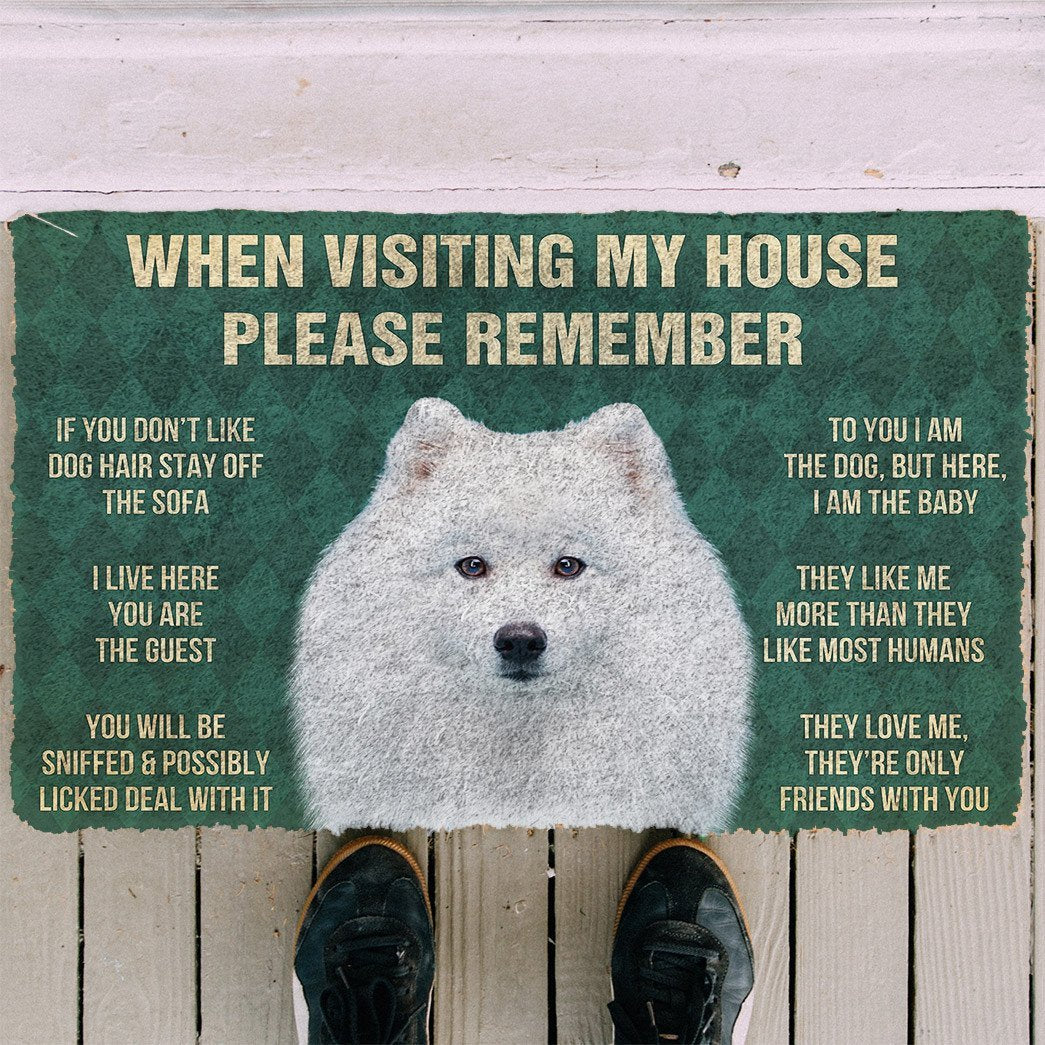 3D Please Remember Japanese Spitz Dogs House Rules Doormat