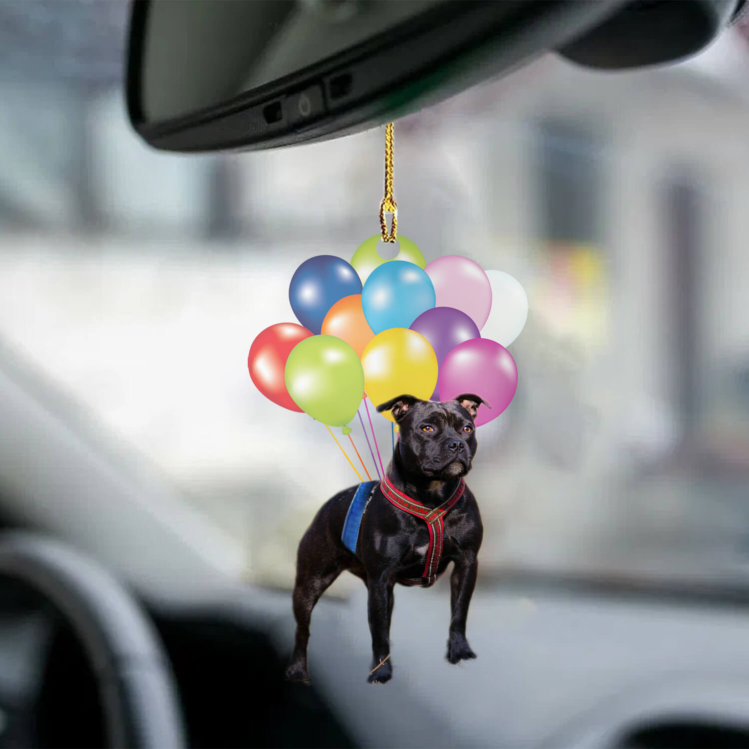 Staffordshire Bull Terrier Fly With Bubbles Car Hanging Ornament Dog Ornament Godmerch