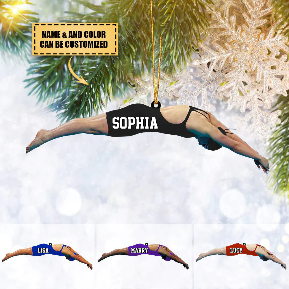 Personalized Girl/Female Swimmer Acrylic Ornament, Gift For Swimming Lovers/Swimmer HB