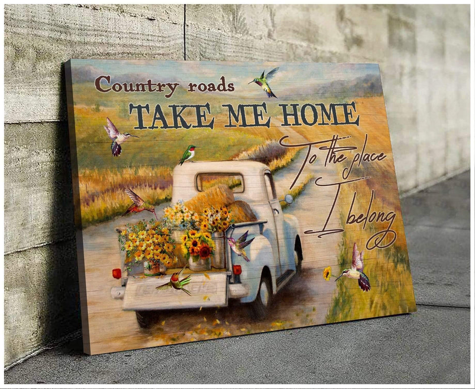 Hummingbird Premium Wall Art Canvas - Country Roads Take Me Home Premium Canvas