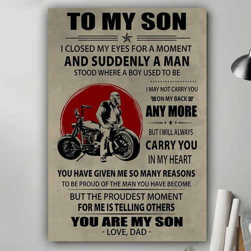 You are my son biker Canvas Wall Art, Wall Decor Visual Art - Gift for son from dad