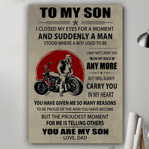 You are my son biker Canvas Wall Art, Wall Decor Visual Art - Gift for son from dad