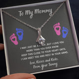 Baby Heart-Feet Alluring Beauty Necklace with Message Card and Gift Box Baby Feet Footprints Necklace for Expecting Mom XL015C