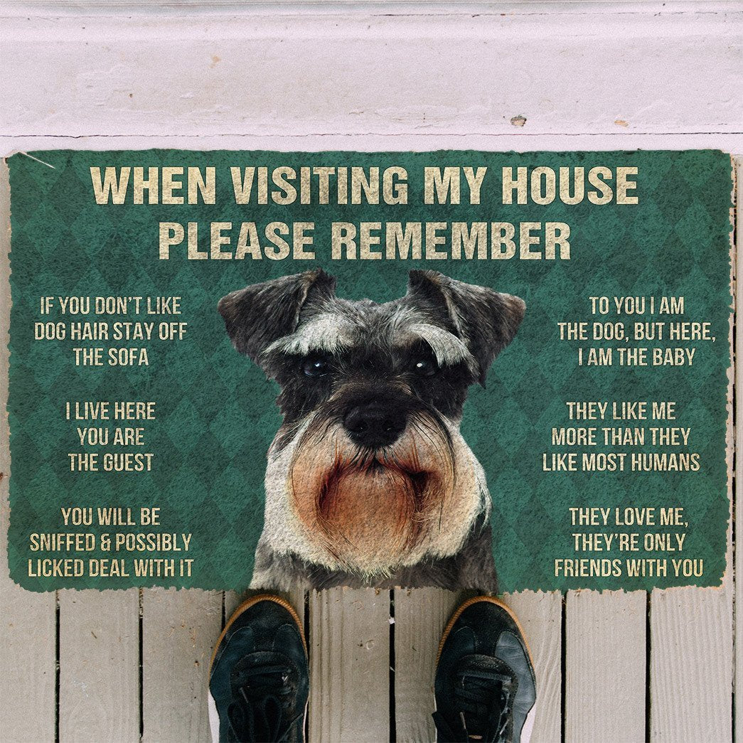 3D Please Remember Miniature Schnauzer Dogs House Rules Doormat