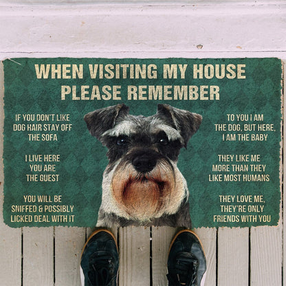3D Please Remember Miniature Schnauzer Dogs House Rules Doormat