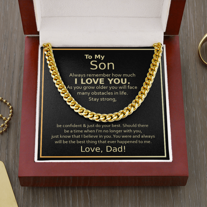 To My Son, I Love You, Cuban Link Chain Necklace