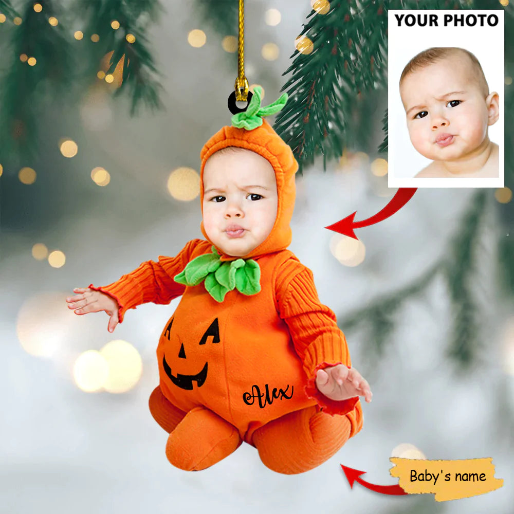Baby Pumpkin Costum Ornament - Custom Name and Baby