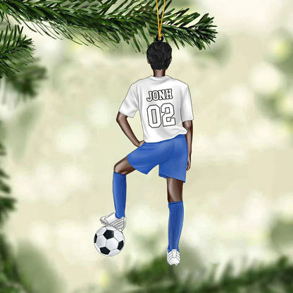Personalized soccer player Christmas Ornament-Great Gift Idea For Soccer Players&Soccer Lovers, Custom Shape Ornament Decor HB