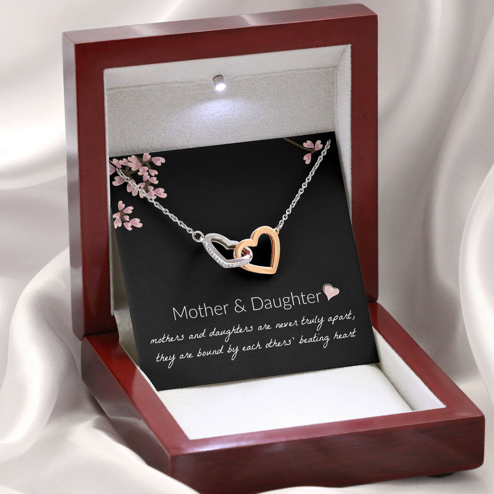 Mother and Daughter Necklace - Mother and Daughter Are Never Truly Apart, Gift for Mother and Daughter Interlocking Hearts Necklace - XL051Y