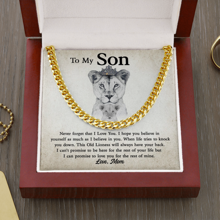To My Son - This Old Lioness Will Always Have Your Back - Cuban Link Chain Necklace