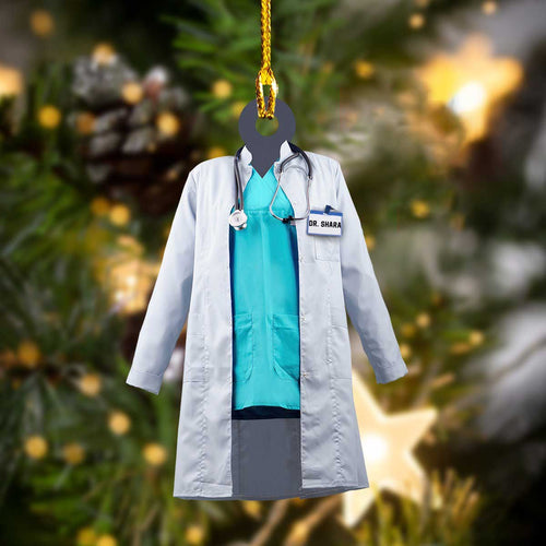 Ornament - Personalized Custom Name Doctor Coat Ornament, Custom Shaped Flat Ornament Christmas