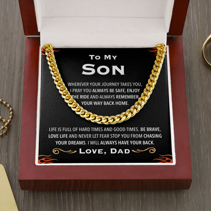 To My Son - I Will Always Have Your Back - Cuban Link Chain Necklace