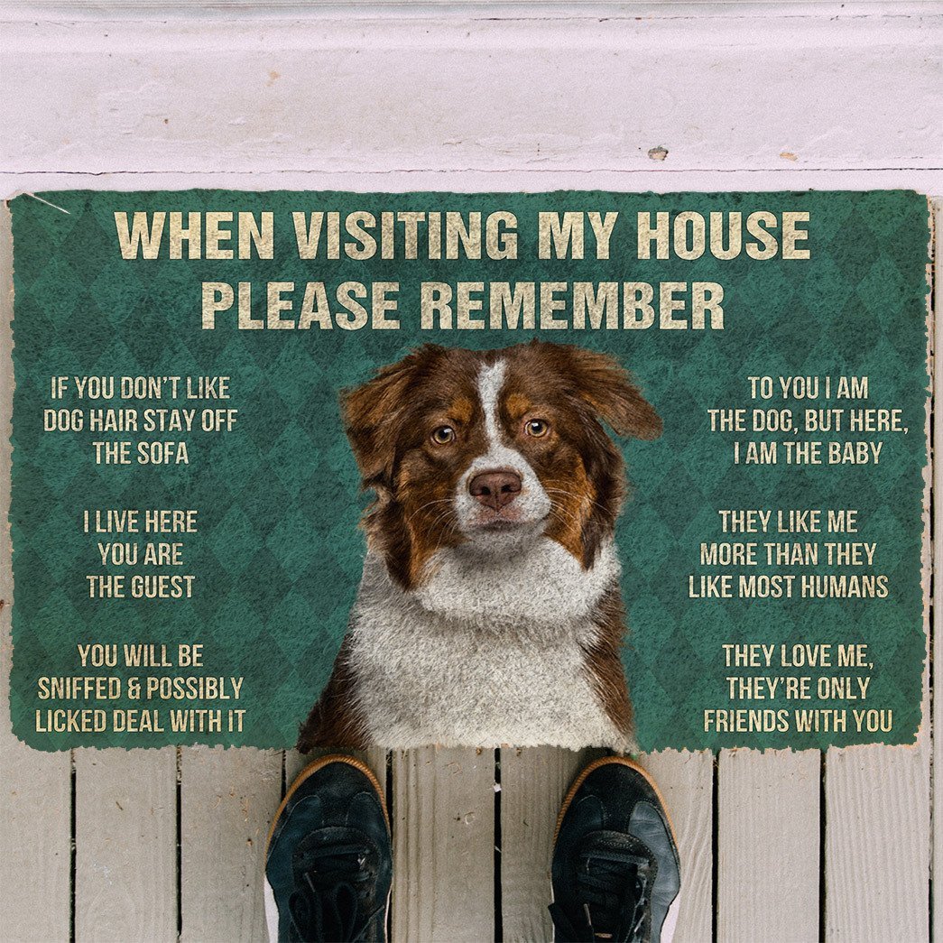 3D Please Remember Australian Shepherd Dogs House Rules Custom Doormat
