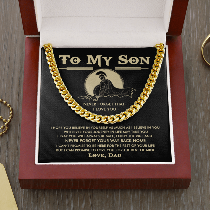 To My Son - Enjoy The Ride And Never Forget Your Way Back Home - Cuban Link Chain Necklace