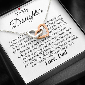 Necklace To Daughter from Dad - You Will Be My Little Girl, Gift for Birthday, Necklace for Daughter, Interlocking Hearts Necklace