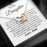 Necklace To Daughter from Dad - You Will Be My Little Girl, Gift for Birthday, Necklace for Daughter, Interlocking Hearts Necklace