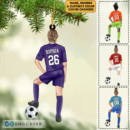 Personalized Soccer Player Christmas Ornament - Custom Shape Ornament