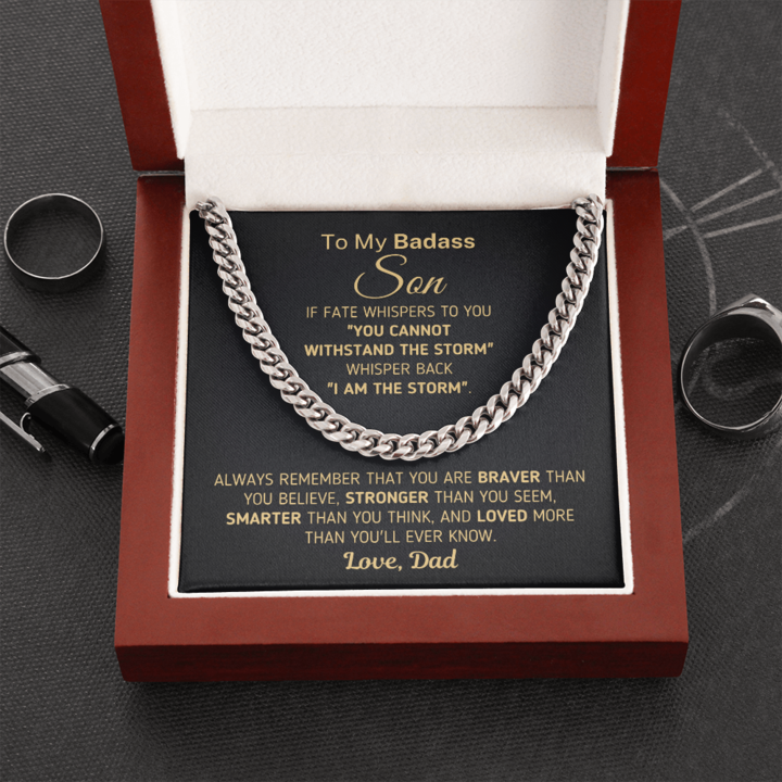 To My Son - Loved More Than You'll Ever Know - Cuban Link Chain Necklace