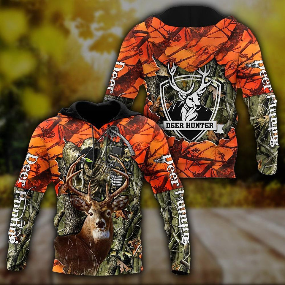 Hunting Gifts Deer Hunting Gifts Hunting Deer Orange Camo US Unisex Size Hoodie