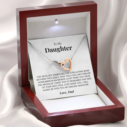 Interlocking Hearts Necklace- To My Daughter Everlasting Bond Cowgirl In Your Heart Together Forever Gift For Birthday, Christmas