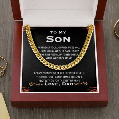 To My Son Necklace - I Can Promise To Love - Cuban Link Chain Necklace