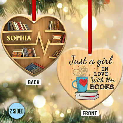 Personalized Book Lovers Heart Ornament