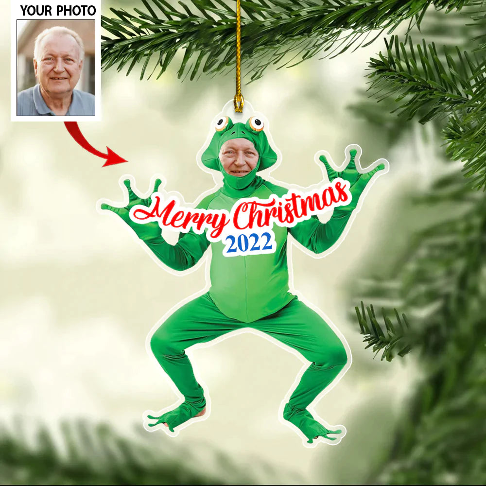 Customized Photo Merry Christmas Frog Costume Christmas Ornament