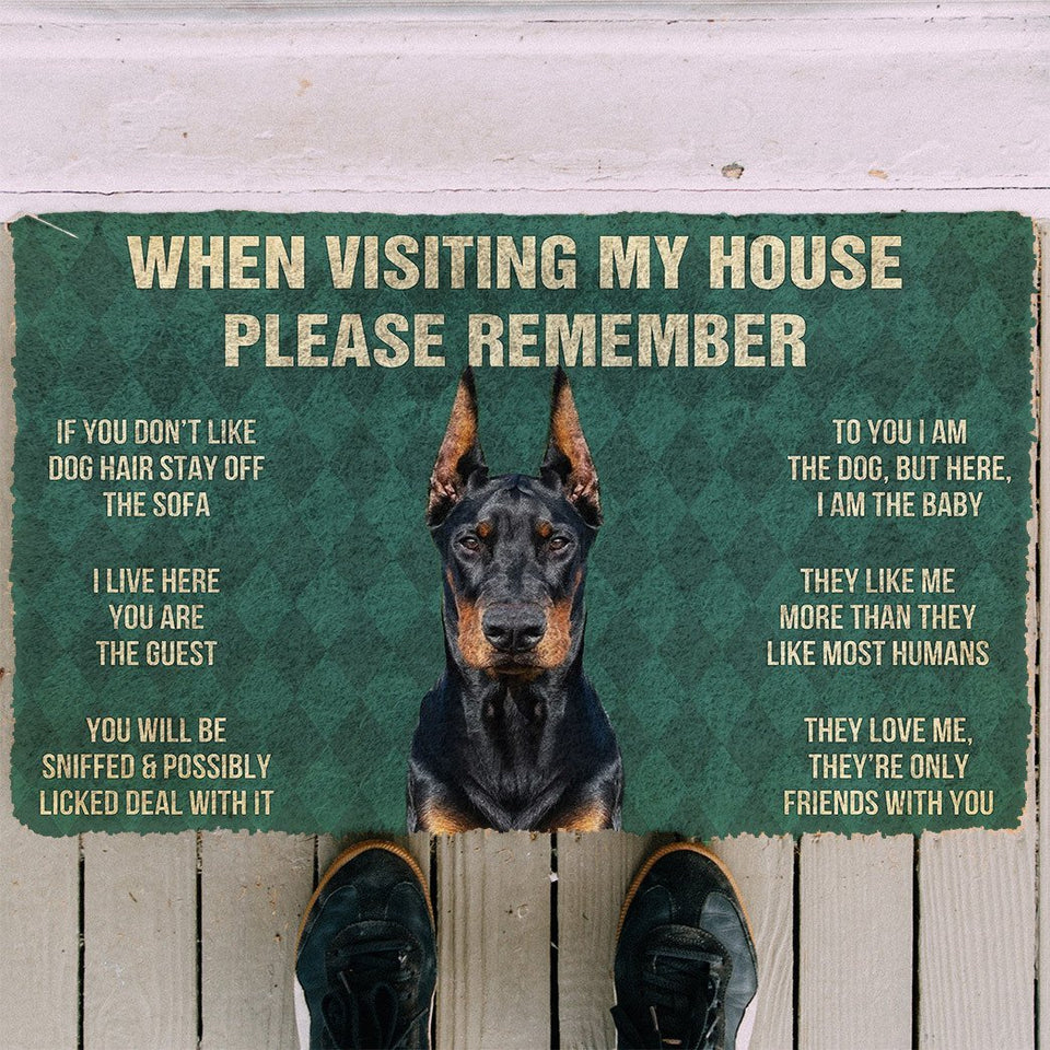 3D Please Remember Doberman Pinscher Dogs House Rules Doormat