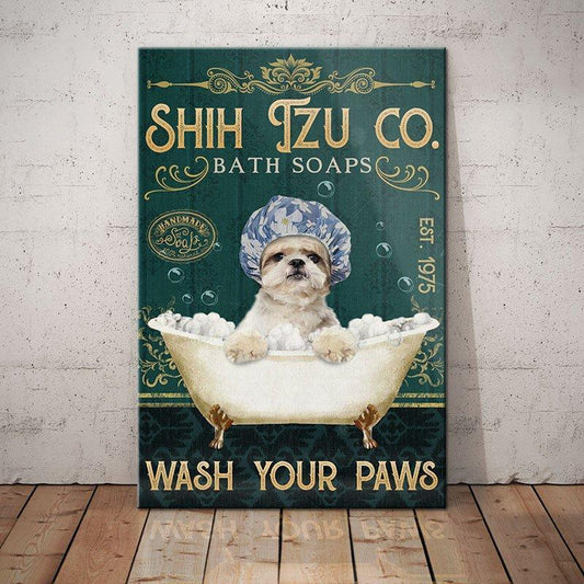 Shih Tzu Dog Bath Soap Company Canvas Wall Art, Wall Decor Visual Art