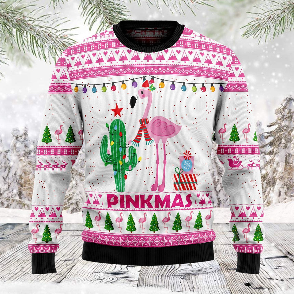 Merry Pinkmas Flamingo Ugly Christmas Sweater 