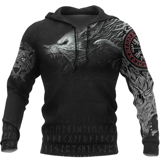 Viking Gifts Viking Tatoo Fenrir All Over Unisex US Unisex Size Hoodie