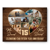 15th Wedding Anniversary Present, Gift For 15th Anniversary, Heart Shape Photo Collage