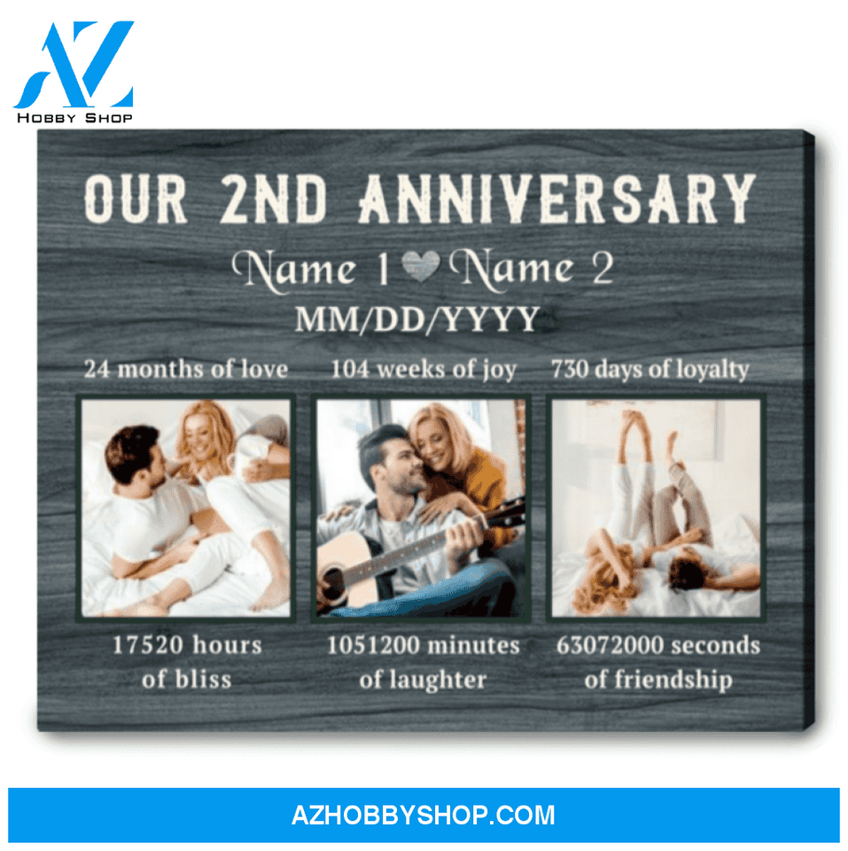 2nd Wedding Anniversary Gift For Husband For Wife Custom Canvas Print