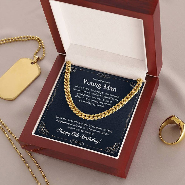18th Birthday Gift For Son, 18th Birthday Present For Man, Personalized Gift for 18 Year Old Male, 18th Birthday Gift Boy, Cuban Link Chain Necklace - TGV