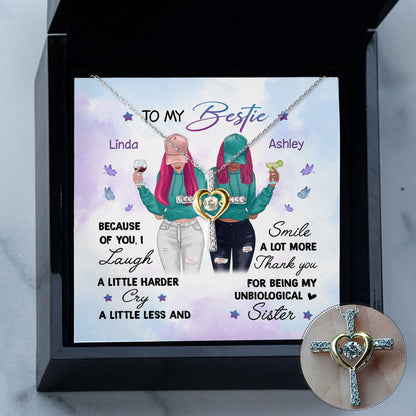 Bestie Best Friend Necklace Because Of You Front View Besties Personalized Love Knot Alluring Necklace 337B - TGV