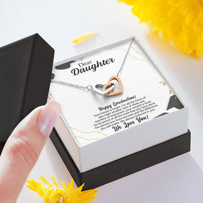 Dear Daughter Graduation Necklace Gift - Your Future is bright - We always believed in you - College, High School, Senior, Master Graduation Gift - Class of 2022 Interlocking Hearts Necklace - 036B - TGV