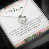 I Love You Mom I Really Do Forever Love Necklace (14K White Gold Finish)