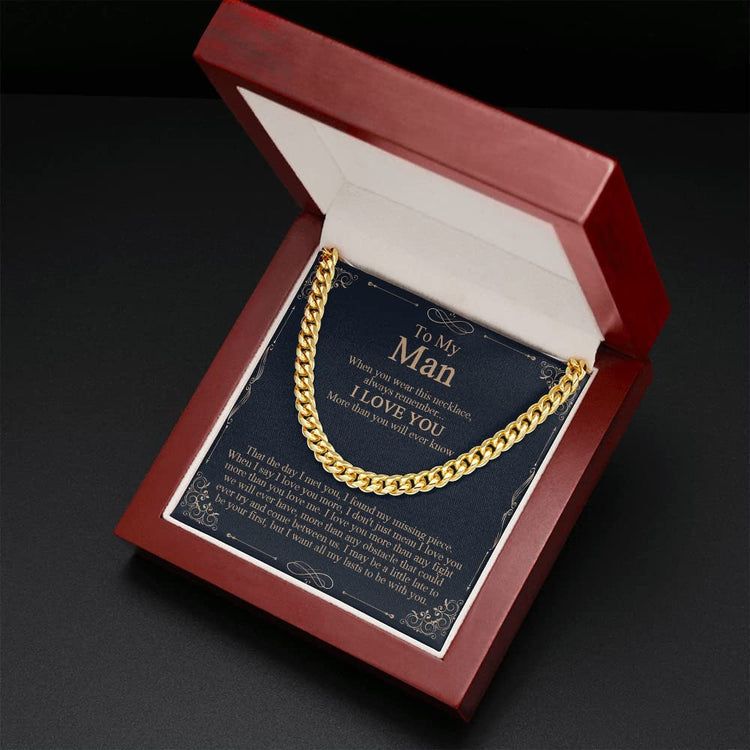 Personalized Message Card, Cuban Link Chain Necklace, To My Man When You Wear Necklace Never Forget That I Love You - TGV