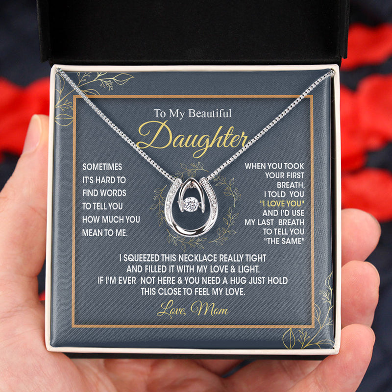 To My Beautiful Daughter Granddauter Necklace Gift From Mom Dad Grandma Papa - I'd use the last breath to tell you I Love you - Personalized Love Knot, Eternal Hope, Alluring Beauty Necklace 052A - TGV