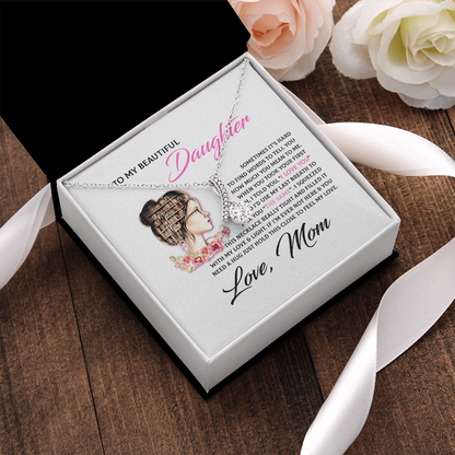 To My Beautiful Daughter Necklace Gift - Book Lover Gift I'd use my last breath to tell you I Love You Alluring Beauty Necklace 060G - TGV