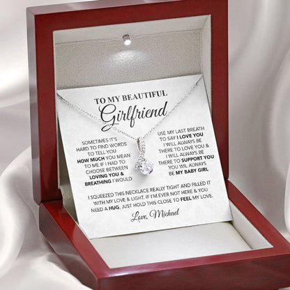 To My Beautiful Soulmate, Wife Necklace Gift - I would use my last breath to say I love you My Baby Girl Love Knot, Alluring Beauty, Sunflower, Turtle Necklace Girlfriend Gift- 363B - TGV